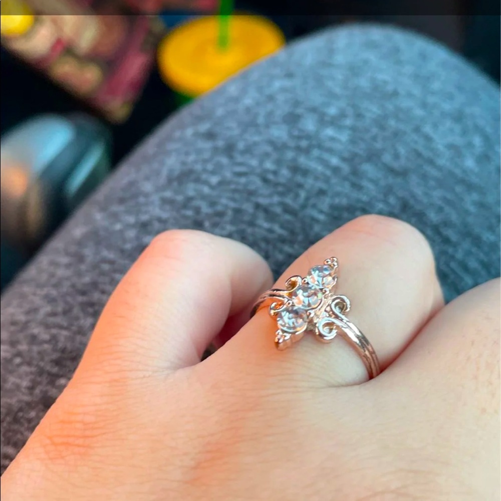Rose gold three gem ring